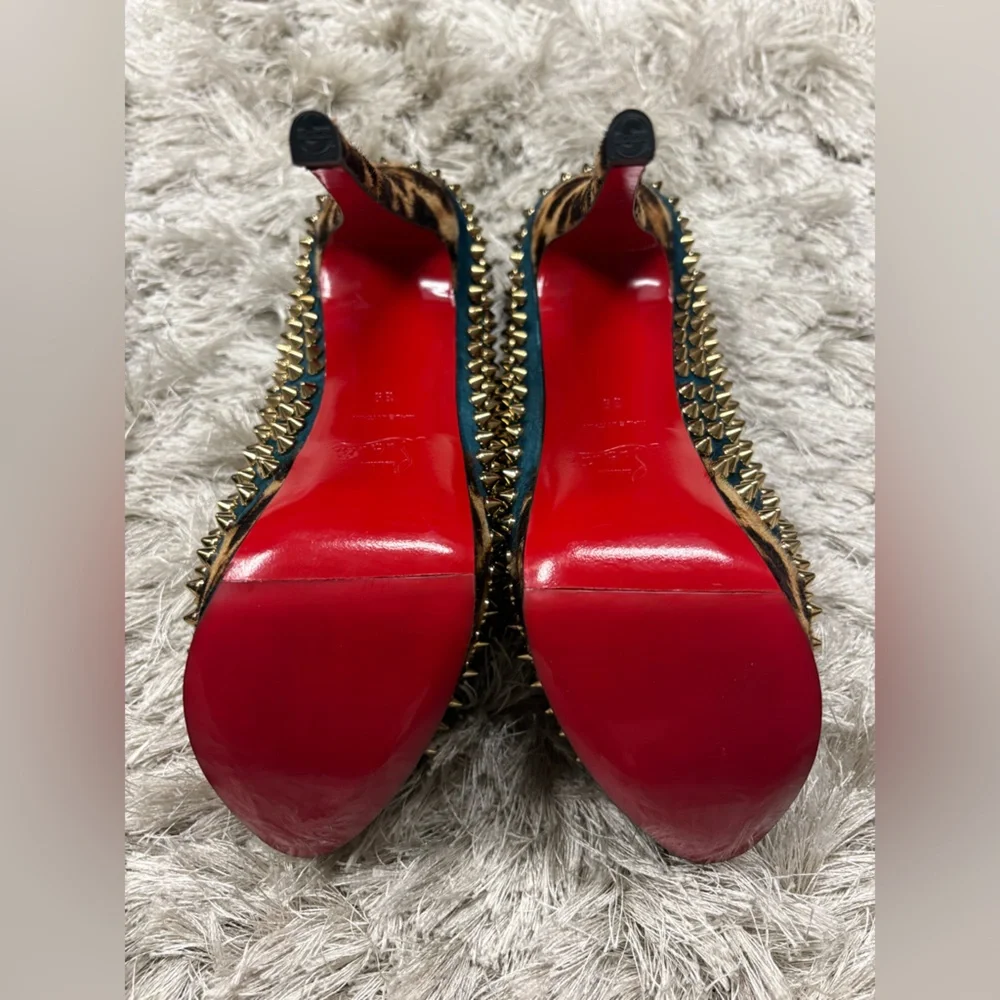 Christian Louboutin Women's Studded Peep-Toe Heels *Best fit size 8 - Picture 9 of 15